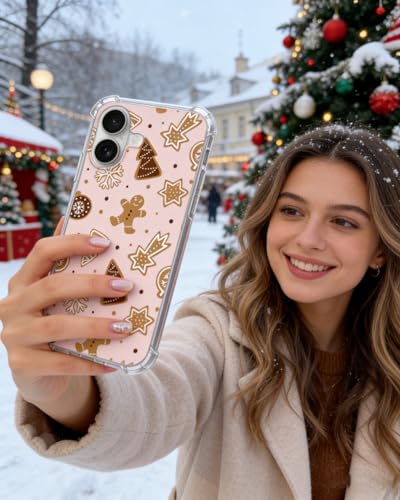 Brown Christmas Tree Gingerbread Phone Case Compatible with iPhone 17, Cute Winter Snowflake Phone Cover for iPhone 17 - color: Brown Christmas