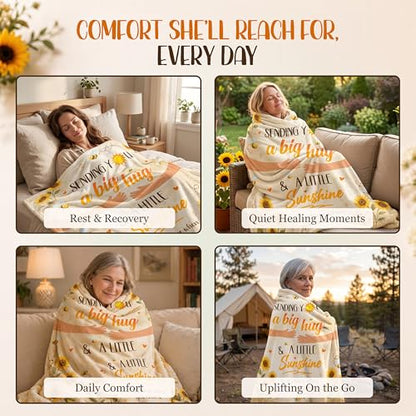 WRAPIX Get Well Gifts for Women After Surgery - Soft Throw Blanket 50x60 in - color: Sunflower - Big Hug, size: 50x60 inches
