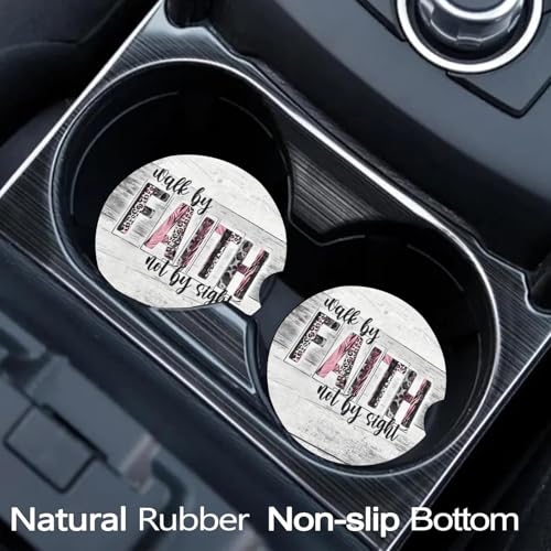 2 Pack Christian Car Cup Holder Coasters Universal Neoprene Coasters - color: Faith