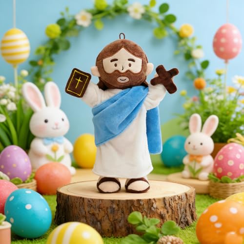 Yelakey Jesus Plush Doll 13.4" Poseable Jointed Christian Easter Gift - color: Blue