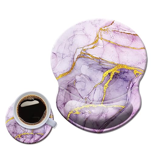 Mouse Pad with Wrist Support, Non Slip Mousepad Wrist Rest for Office, Computer, Laptop & Mac- Durable & Comfortable & Lightweight Ergonomic Support Mouse Mat Purple Art Marble - color: Purple Art Marble, size: 8.8L x 7.5W inches