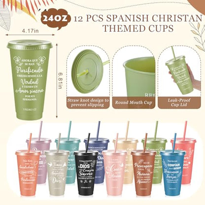 Hollowfly 12 Set/48 Pcs Spanish Christian Gifts for Women, Morandi - color: Morandi