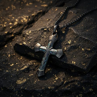 Cross Necklace for Men 925 Sterling Silver Cross Ebony Wooden Ankh Raven Praying Hands Crucifix Amulet Religious Jewelry Gifts for Men Women - color: Cross14