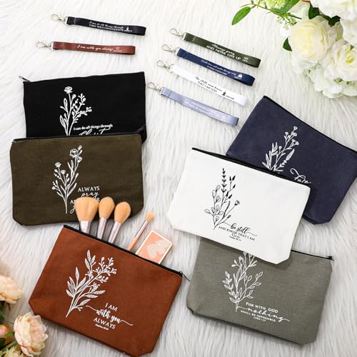Huhumy 12 Pcs Christian Makeup Bag, Neutral Colors, Aesthetic - color: Neutral Colors, style: Aesthetic