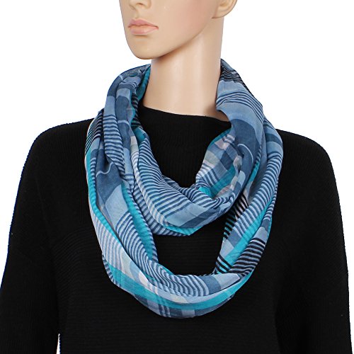 Lightweight Scarfs for Women Infinity Plaid and Striped Many Style - color: Blue