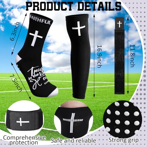 Glitopper 1 Set of Cross Socks Shin Guard Sleeves Shin Guard Straps with Bible Verse for Soccer Cup Soccer Party Favors Gifts Training Matches Basketball Football Grip Sports