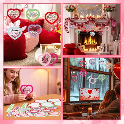 Frienda 48 Set Christian Crafts Religious Mother's Day Craft Kit with Sticker DIY Christian Religious Hanging Ornament Make Your Own Sunday School Home Decor for Party Favors Activities - style: Heart