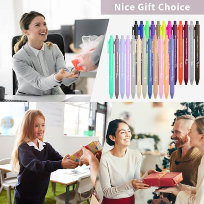Bulk Gifts - 24 Pcs Inspirational Ballpoint Pen Set - Engraved with Flowers & Motivational, Smooth Writing, Christmas Stocking Stuffers Gift for School Office Party Supplies, Black - color: Black