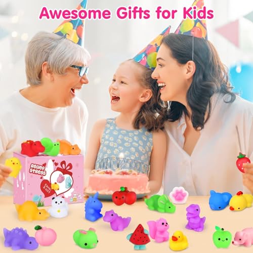 HINZER 130PCS Mochi Squishy Toys Party Favors Kids Kawaii Mini Squishies