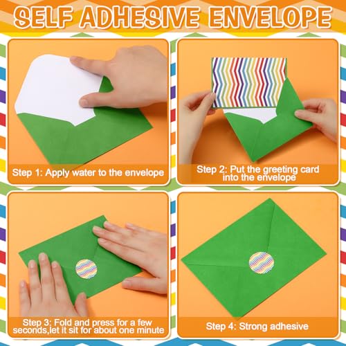 Motiskyy 50 Pcs Blank Greeting Cards 4x6, Blank Cards with Envelopes, 10 Designs, Ideal Stationary Set for All Occasions, Stationary with Matching White Envelope and Sticker (Bright Patterns) - style: Bright Patterns