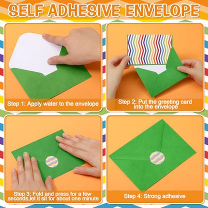 Motiskyy 50 Pcs Blank Greeting Cards 4x6, Blank Cards with Envelopes, 10 Designs, Ideal Stationary Set for All Occasions, Stationary with Matching White Envelope and Sticker (Bright Patterns) - style: Bright Patterns