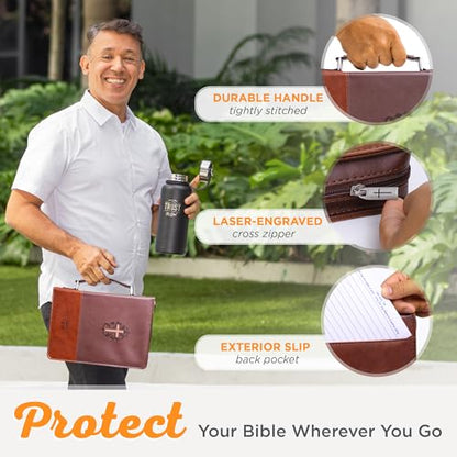 Christian Art Gifts Men's Faux Leather Bible Cover: John 3:16, Cross Design - size: Medium