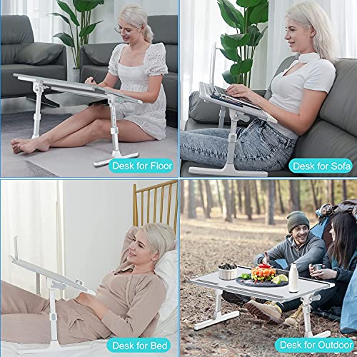 KLEAR Laptop Bed Tray Desk with Adjustable Height & Angle, No Drawer, Grey - color: Gray, size: Large without Bag (13.4"x23.6")