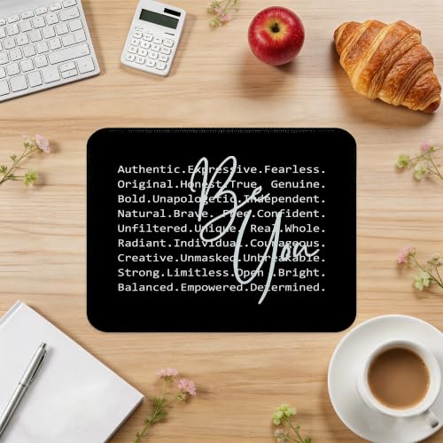 Be You Positive Quote Mouse Pad Black Minimalist Desk Pad 9.5x7.9 in - color: Black Minimalist