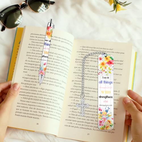 Bible Book Mark for Women, I Can Do All Things Metal Set with Pen - style: I Can Do All Things