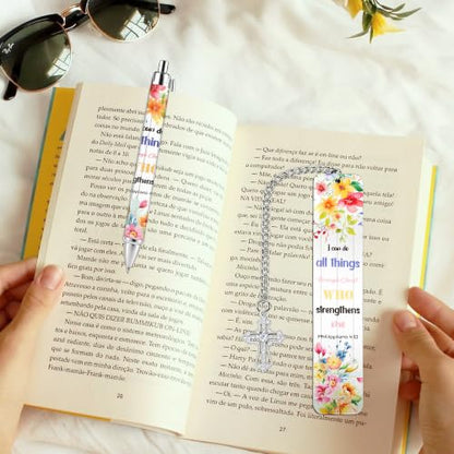 Bible Book Mark for Women, I Can Do All Things Metal Set with Pen - style: I Can Do All Things