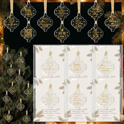 Kasyat 10 Sets Christian Tree Ornaments Bulk Clear with Cards, Classic - style: Classic