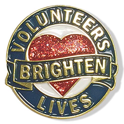 SHOP AWARDS AND GIFTS Volunteer Brighten Lives Heart Enamel Lapel Pins Thank You Reward Recognition Award Appreciation Gifts, Bulk Pack of 12, Poly Bagged, 1 Inch