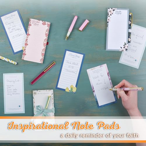 Christian Art Gifts Magnetic Notepad & Pen Set for Women, Be Still - color: Teal & Pink Floral/ Be Still
