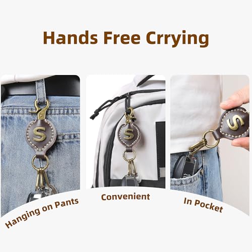Initial Letter Keychain Brown Leather Alphabet Keychain with Easy Clasp, Key Car Key Bag Key Ring for Women Mens - color: C