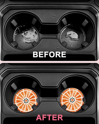 Swooflia 2 Pack Absorbent Ceramic Car Coasters for Women - color: Orange Lemon