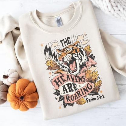 Heavens Are Roaring Christian Sweatshirt – Trendy Bible Verse Graphic Crewneck for Women & Men, Faith-Based Apparel, Religious Hoodie, Spiritual Gift, Worship & Church Outfit