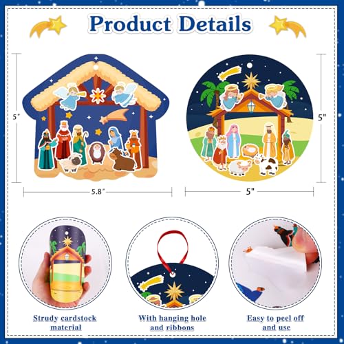 FaCraft Religious Craft Sticker for Kids - Make a Nativity Scene Stickers - color: D-24pcs