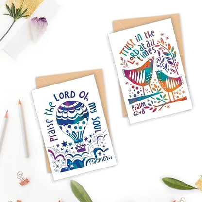 Christian Greeting Cards with Scripture, Pack of 9, Blank with Envelopes - color: Multicolored / CH4000