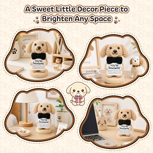 Positive Crochet Dog, Emotion Support Dog Stuffed Animal Inspirational Gift - color: Dog