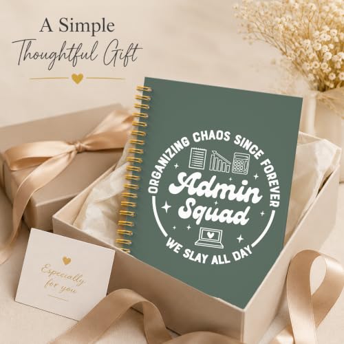 JMICTUB Admin Squad Inspirational Office Spiral Notebook 5.5x8.3, Administrative Assistant Professionals Administrator Gifts Hardcover Lined Journal - color: Spiral notebook-01