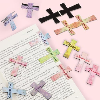 Magnetic Bookmarks, Kaluofan 24PCS Bible Bookmark Christian Bookmarks Cross Bookmark Bulk, Magnetic Cross Page Holders for Bibles, Inspirational Gifts for Teacher Students Book Lovers - size: 1 Set (Cross)
