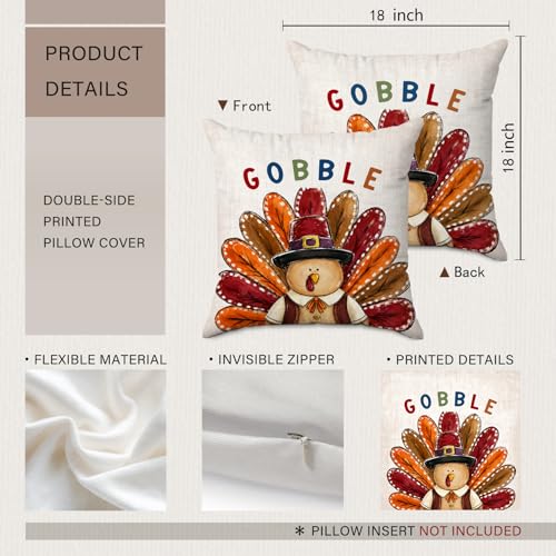 Funny Fall Thanksgiving Turkey Throw Pillow Covers 18x18 - color: Turkey