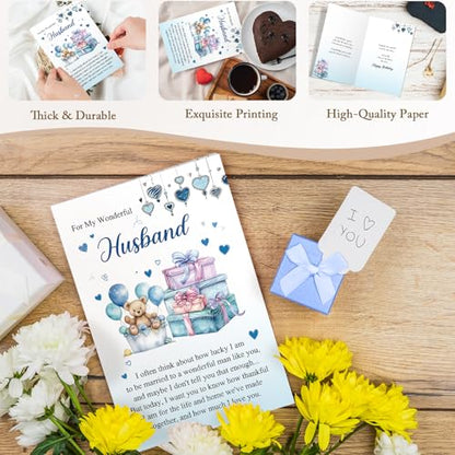 Qiliji Happy Birthday Card for Husband, Husband Birthday Cards Gifts from Wife, Romantic Bday Card from Wife - color: Husband Birthday