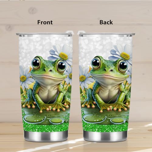 Inspirational Gifts for Women Tumbler, Positive Frog Gifts, Frog Stuff for Women Girls Sister Birthday Christmas, Coffee Mug Stainless Steel Vacuum Insulated Double Wall Travel Cup with Lid, 20oz - color: Frog 1152