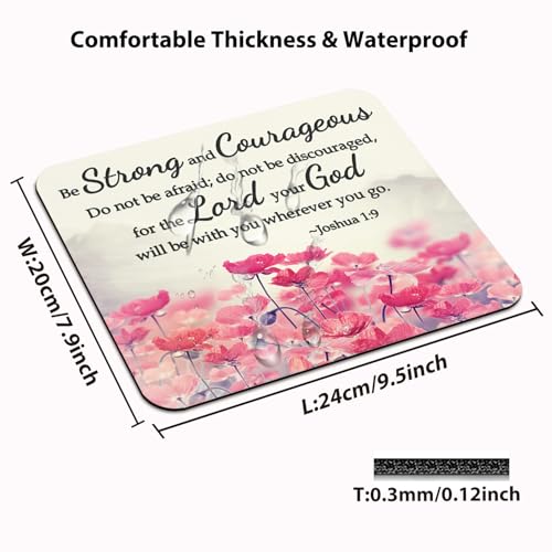 Be Strong & Courageous Joshua 1:9 Mouse Pad, Pink Lotus Christian Desk Mat - color: Cute Colorful Art Rec5