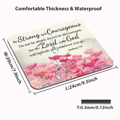 Be Strong & Courageous Joshua 1:9 Mouse Pad, Pink Lotus Christian Desk Mat - color: Cute Colorful Art Rec5