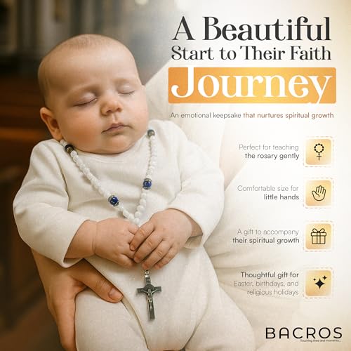Baptism Gifts for Girl, Baptism Gifts, Catholic Baptism Gifts, Kids Rosary Beads Catholic, Baby Baptism Gifts, Christening Gifts for Girls, Christening Gifts for Girls, First Communion Gifts. - color: White/Golden