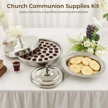 Communion Set, 40-Cup Communion Tray with Lid