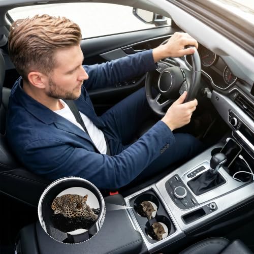 Black Leopard Car Coasters for Cup Holders, Absorbent Car Coaster for Women - color: Black Leopard