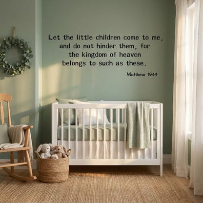 Blinggo Matte Black Matthew 19 14 Bible Vinyl Wall Decal Christian Faith - size: 22'' Width