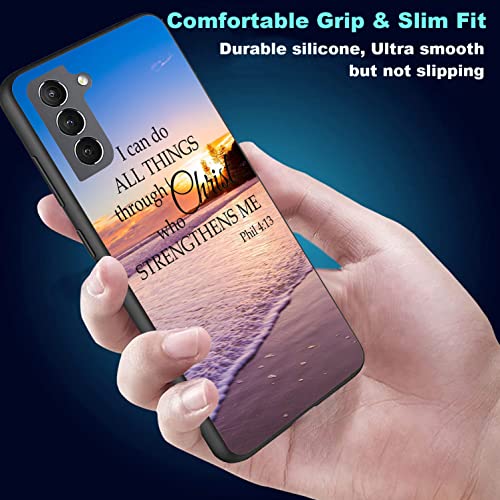 Compatible with Samsung S23 Case, Ultra-Thin Drop-Proof Soft and Smooth Liquid Silicone Phone Case, Suitable for Samsung Galaxy S23 Case 6.1 inch, Quotes Bible Verse Philippians 4-13 - color: HTT-H1-S23 014