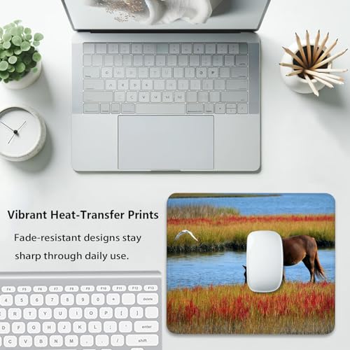 Brown Wild Horse in Autumn Wetlands Mouse Pad, Cute Durable Desk Mat - color: Color_DE0006XX