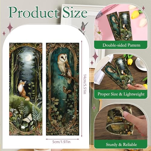Woodland Animals Bookmarks Gifts - 120 Pcs Fantasy Forest Animal Bookmark Rabbit Raccoon Page Markers Clips Book Mark Gift for Women Men Office Home Book Lovers Bookworm Party Supplies - color: Woodland Animals