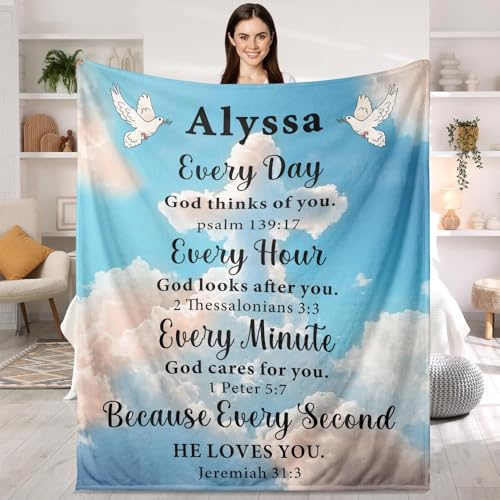 Customized Baby Blankets For Boys, First Communion Blanket, Custom Name Bible Verses Blanket, Personalized Gifts For Daughter Son, Religion Baptism Gift For Women Girl Boy Men, Newborn Christmas Blan - color: #Ver18