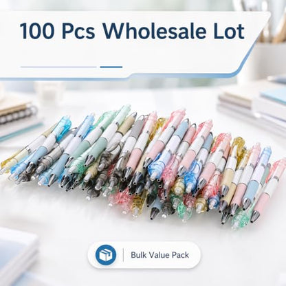 100 Pack Bulk Retractable Black Gel Ink Pens