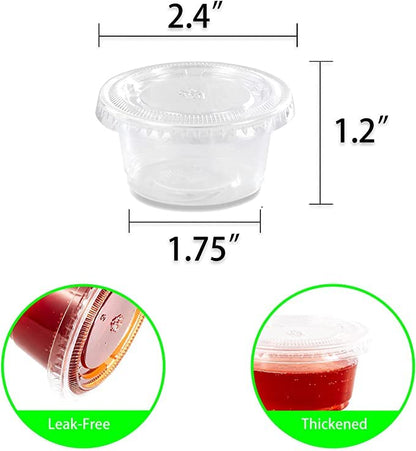 200 Sets - 2 oz Jello Shot Cups,Condiment Containers with Lids - color: 2oz-200 sets with lids