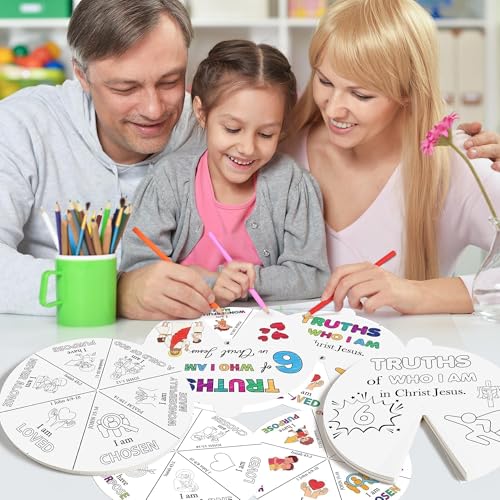 AsodSway Religious Coloring Wheel, 72Pcs DIY Paper Crafts for Sunday School