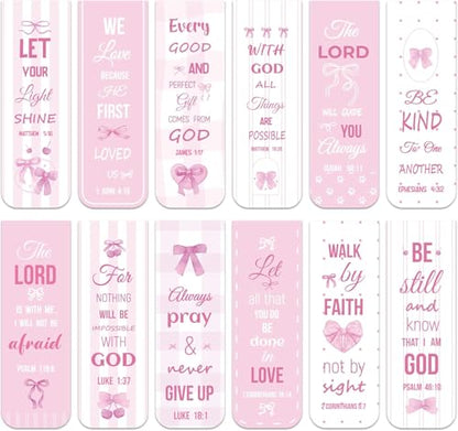 Haooryx Bible Verse Magnetic Bookmarks Motivational Book Page Markers - style: Pink Bow