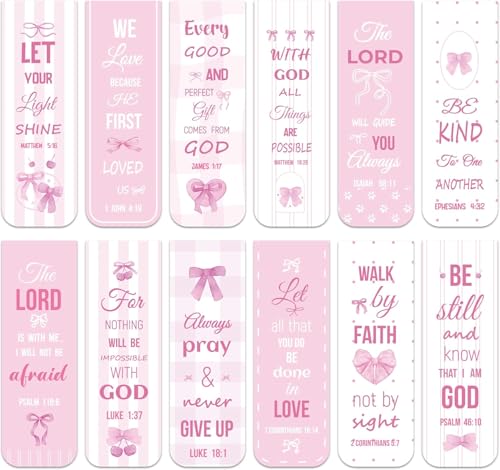 Haooryx Bible Verse Magnetic Bookmarks Motivational Book Page Markers - style: Pink Bow