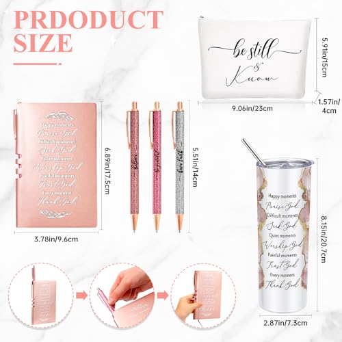 Domensi 6 Pcs Christian Gifts Set, 20 oz Tumbler Notepad Pens, Rose Pink - color: Rose Pink